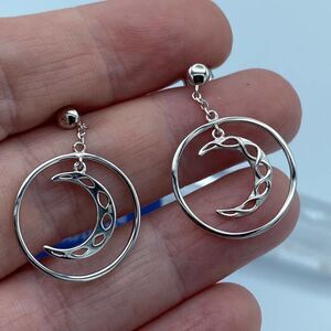 Sterling Silver Celtic Moon Earrings